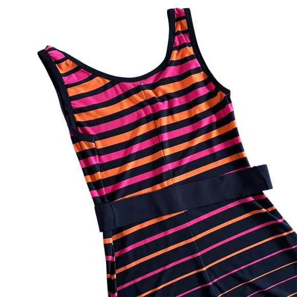 Y2K Roz & Ali stretchy Striped Maxi Dress with Belt USA beach summer sz 4 #961 - Picture 11 of 13